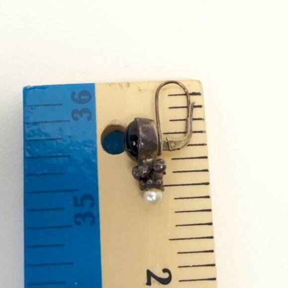 Sterling Silver Onyx Earrings Marked Dangle Black‎ Whimsigoth - Picture 4 of 8